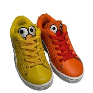 Puma Kids Basket Sesame Street Bert & Ernie Sneakers Toddler SZ 12 Orange Yellow